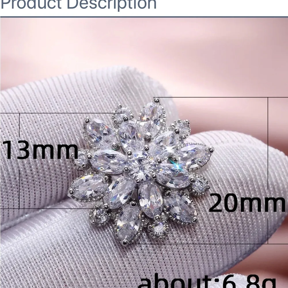 New Women’s 925 Silver Romantic Flower Diamond Stud Earrings - Picture 3 of 8
